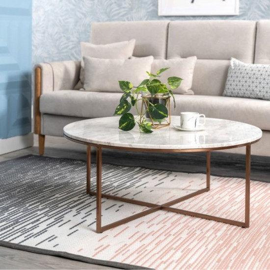 NOVA Natural Marble Coffee Table, White NOVA Natural Marble Coffee Table, White
